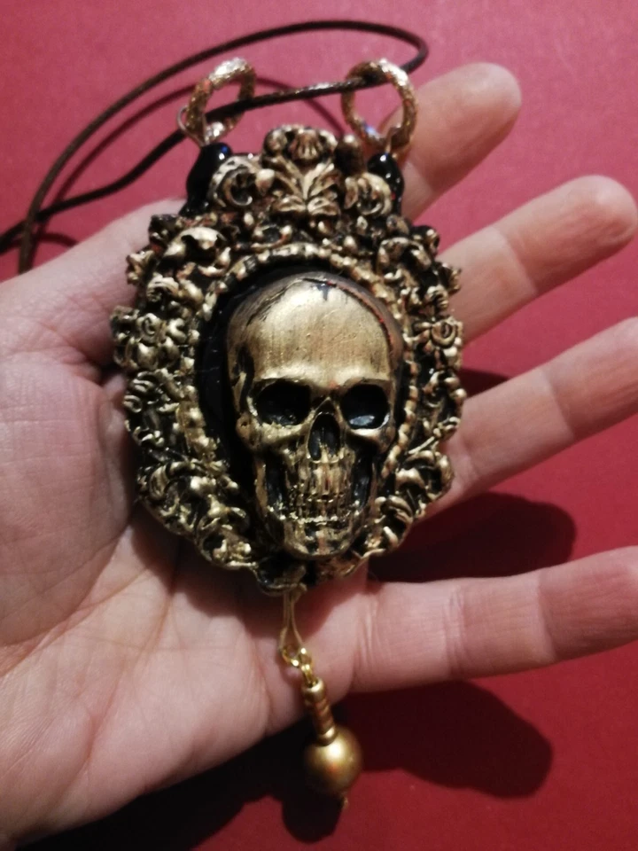 Black Magic Talisman Pendant Skull Amulet Dark Voodoo Evil Ritual Hand Help Bib - Image 2 of 4