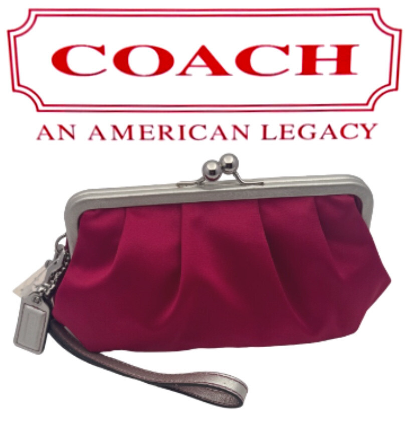 バッグ COACH Kiss Lock Handbag Pink Leather COACH Large Kisslock Frame Bag Leather Pink 25ss | eBay