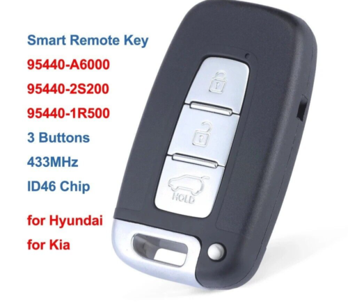 Smart Remote Key Keyless Entry Fob 3 Buttons 433MHz With ID46 Chip for Hyundai - Photo 1 sur 4