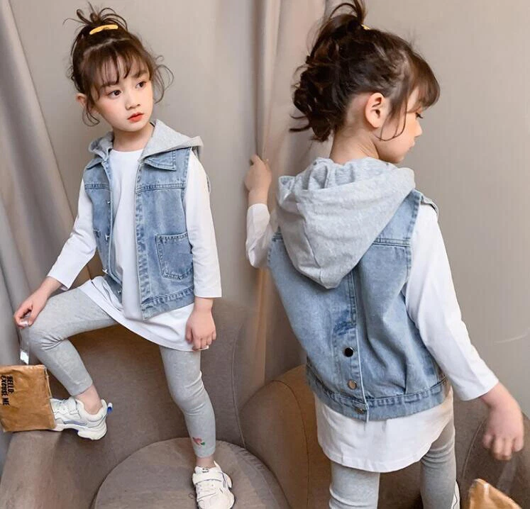 Girl top jean vest