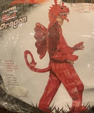Forum Novelties Red Dragon Costume Plush Jumpsuit, Wings, Tail & Hood. Child Med