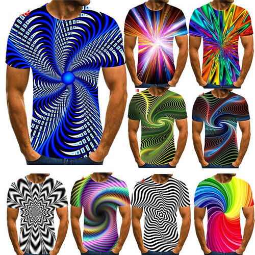 Colorida Vértigo Hipnótica Informal Mujeres Hombres Camiseta Prenda 3D Mangas Cortas Camiseta Prenda para el torso - Imagen 1 de 21