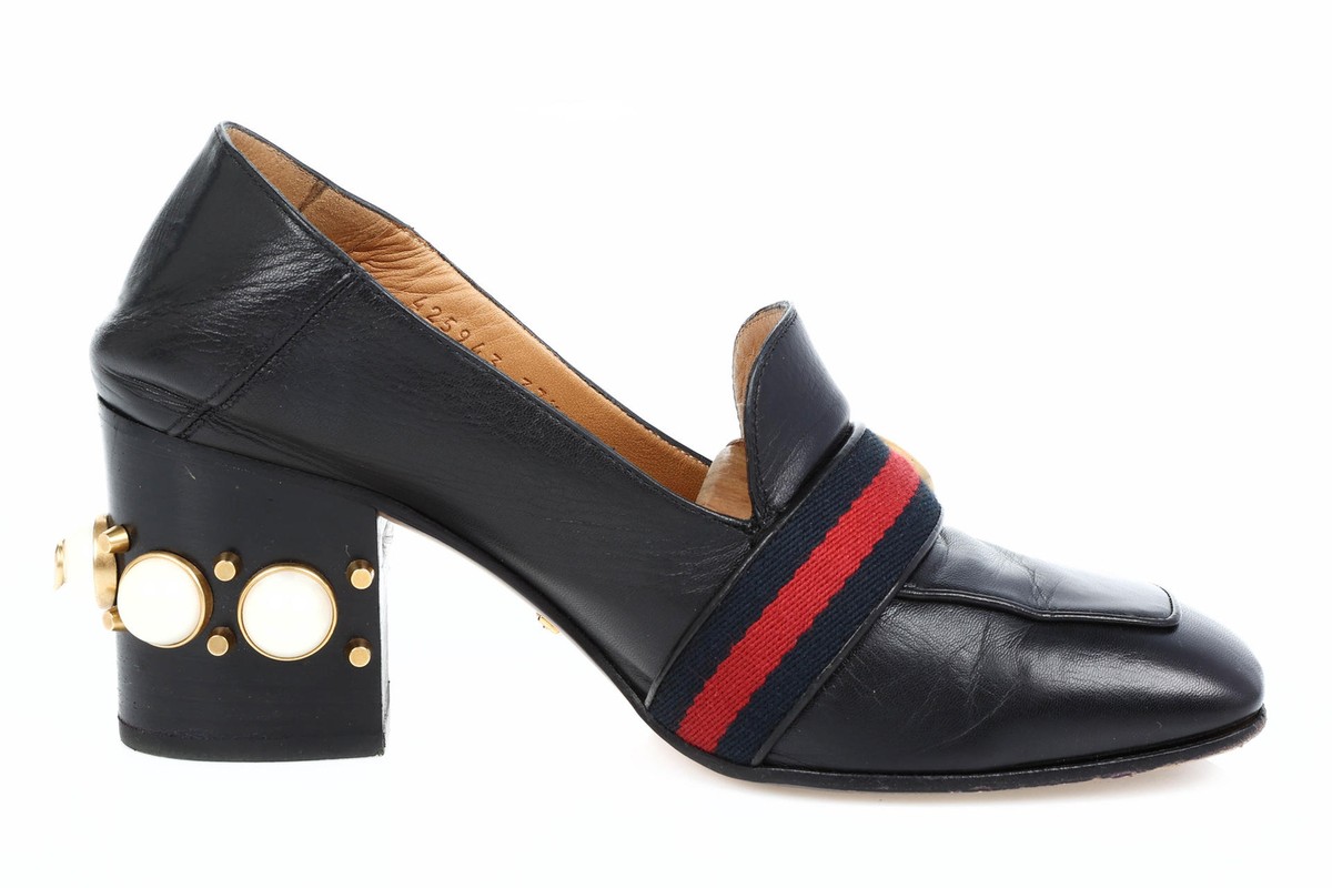 Women's Gucci 'Peyton' 268020 Toe Loafer heel, Size 7.5US / 37.5EU