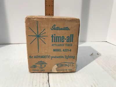 Vintage Timer ''Time-All'' Lamp And Appliance NOS Box Teal & Gray Intermatic works