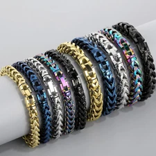 8/10mm Stainless Steel Franco Chain Link Wristband Meshed Bracelet for Men Women