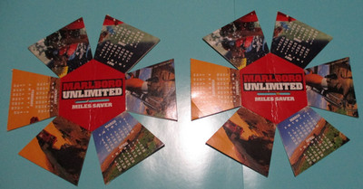 2 - 1996 Marlboro Unlimited Miles Saver Bank Collapsible Calendar Cardboard