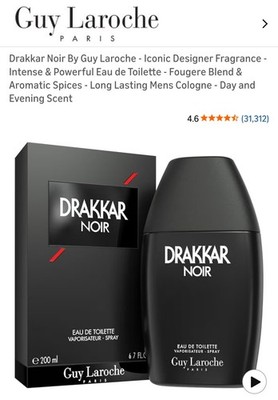 Guy LaRoche Drakkar Noir Eau de Toilette Men's ,Spray 3.4 oz,long lasting scent 
