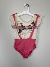 Rare vintage bodysuit or leotard with a teddy bear and rainbow Size 8 Girl