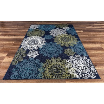 GAD Posey Beautiful Contemporary Geometric Indoor Outdoor Navy 7'10'' x 10'2''
