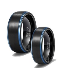 8mm Tungsten Mens Wedding Ring Brushed Engagement Band Ring for Couples Two Tone