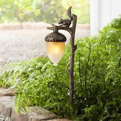 Hinkley Squirrel and Acorn 22'' High Amber and Bronze Landscape Light