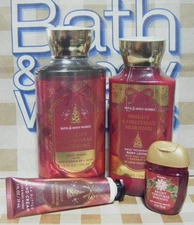 BATH & BODY WORKS 4pc Full Size Shower Set Bright Christmas Morning (A/13242)
