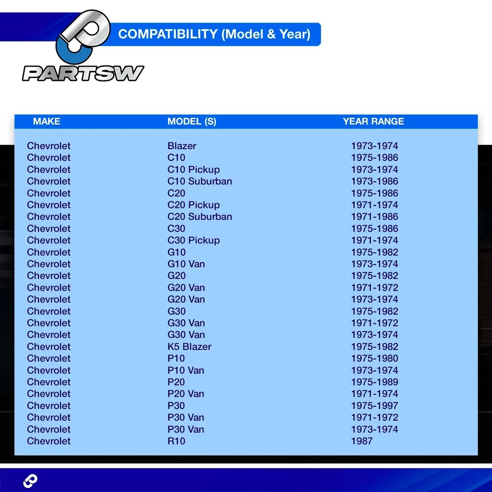 Kit de manguitos de ajuste de varilla de amarre interior y exterior delantera PartsW Chevrolet C10 C20 6 piezas Foto 3 de 4