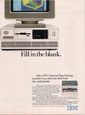 IBM Magazine Ad Vintage Computer PS/2 Tape Backup Retro PC Desktop 1989