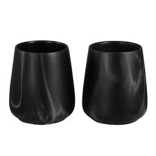 2Pcs Toothbrush Holder for Bathroom - Marble Black Ceramic Tooth Brushing Hol...