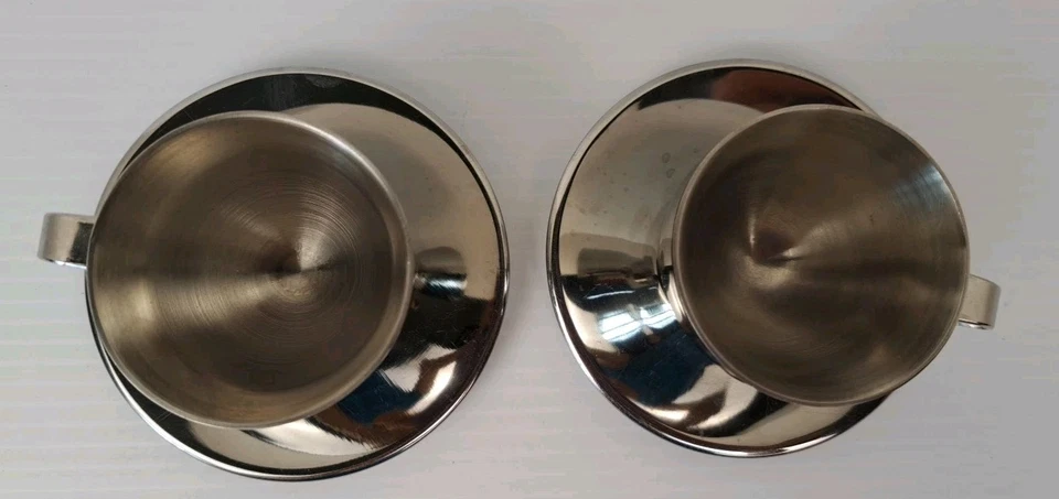 Juego de 2 tazas y platillos espresso demitasse aislados de acero inoxidable IKEA   Foto 4 de 4