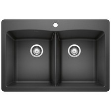 Blanco 440220 Diamond Equal Double Bowl Silgranit II: Anthracite Drop In Sink