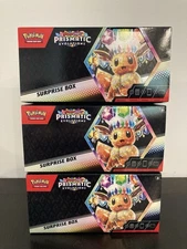 3x Prismatic Evolutions Surprise Box - Empty - Includes Dividers and Sleeves