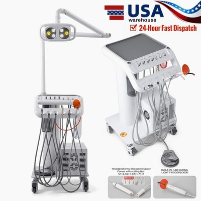 Dental Portable Delivery Unit System Air Compressor Cart /w+ Surgical Lamp Light