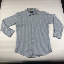 Nordstrom Blue Green Striped Dress Shirt Men  s 16.5 34/35 Trim Fit