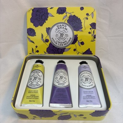 La Chatelaine Luxurious Hand Cream Trio Tin Gift Set Citrus Pom Lav Shea Sealed