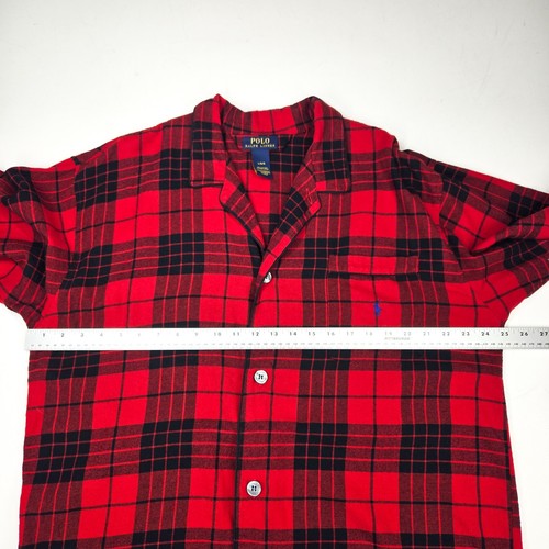 Polo Ralph Lauren Mens Flannel Pajama Top Large L Red Plaid Buffalo Christmas - Picture 5 of 6