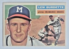 1956 TOPPS BASEBALL #219 LEW BURDETTE MILWAUKEE BRAVES BASEBALL CARD
