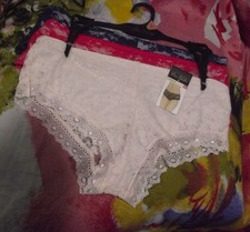 3 NEW PRIMA VALENTINA 848072 PK/RD/NY LACE/MICROFIBER BOYSHORT PANTIES L