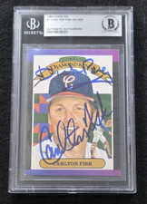1989 CARLTON FISK & DICK PEREZ Signed Diamond Kings-HOF-WHITE & RED SOX-Beckett