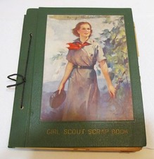 GIRL SCOUT SCRAP BOOK SCRAPBOOK 1937 PHOTOS MEMBERSHIP CARDS CAMP BARREE & MORE!