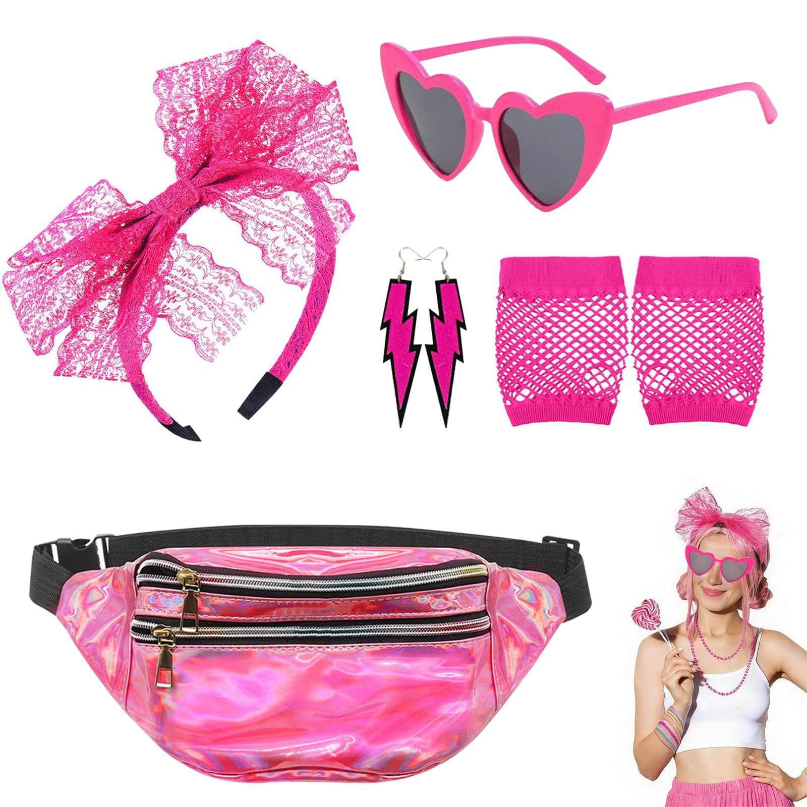 Déguisement Année 80 Accessoire Femme Élastique pour un Costume Fluo Rapide