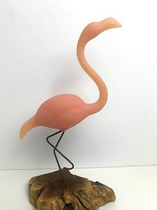 John Perry FLAMINGO Figurine on Driftwodd, signed