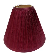 VTG Burgundy Fabric Empire Lamp Shade Tiny CrissCross V Pleats 8.25" T x4" x 11"