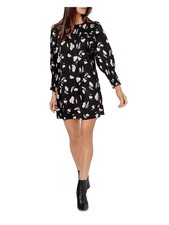 JOIE Womens Black Pull Over Style Unlined Long Sleeve Short Shift Dress L