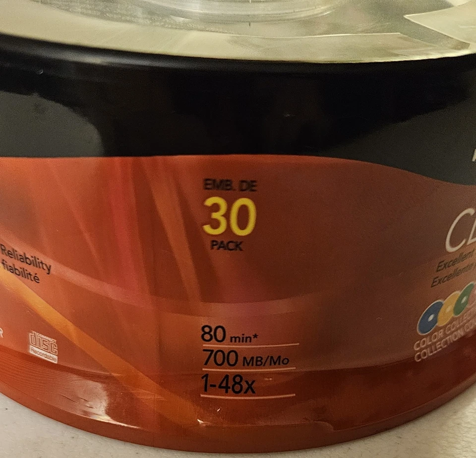 Sony 80 Min CD-R Music Compact Discs, Color Collection 30 Pack, New, Sealed - Image 4 of 4