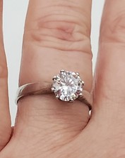 925 QG Engagement Ring 6.5 Sterling Silver 2g Brilliant Round CZ Solitaire India