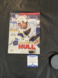 Brett Hull Autographed March 18, 1991 Beckett Authenticated, St Louis Blues