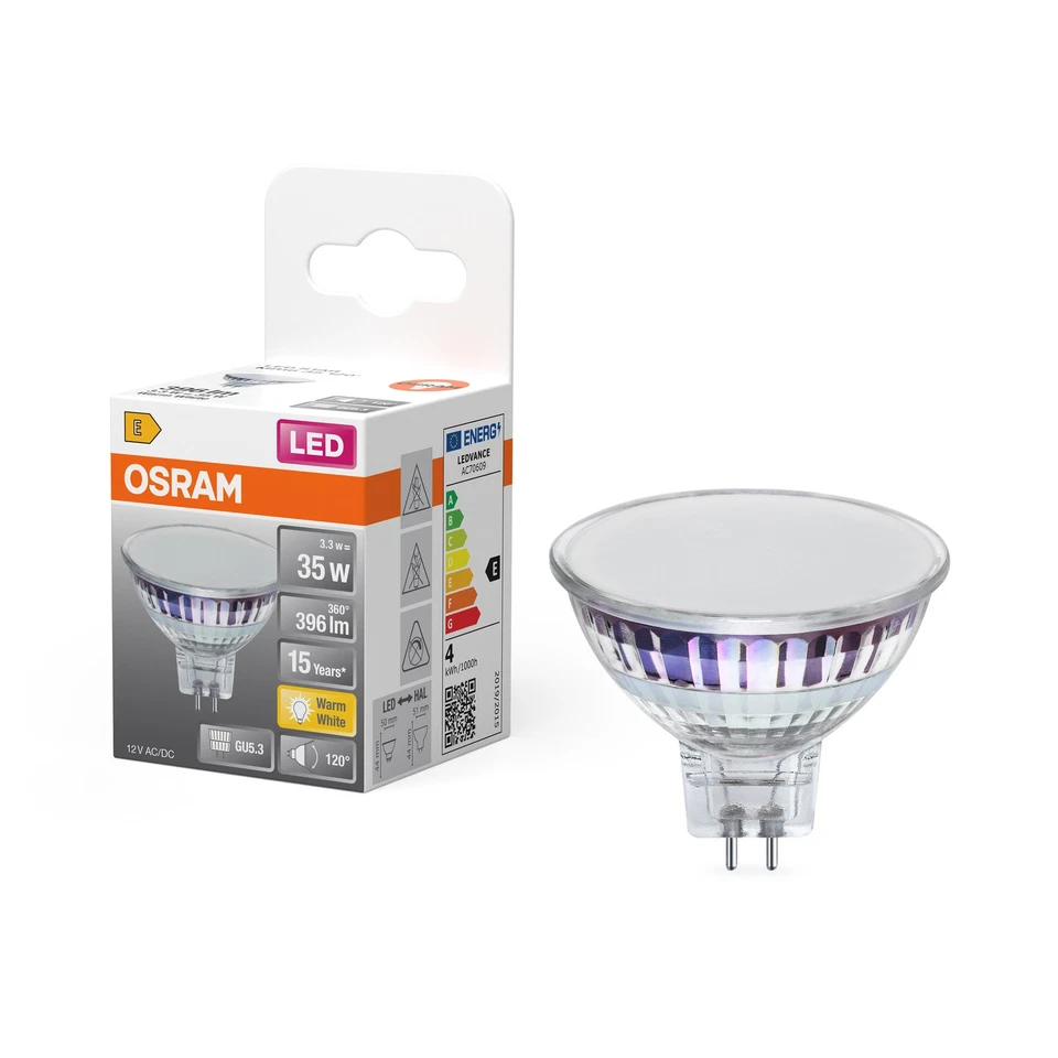 OSRAM LED Spot Lampe Star MR16 3,3W 827, 2700K warmweiß, GU5.3, 120°, 396 lm, - Bild 4 von 4