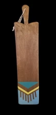 LRG Long Hanging Charcuterie Cutting Board Painted Decorative Paddle Handled 