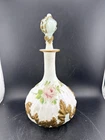 Vintage DITHRIDGE Victorian Milk Glass 10" Embossed Hand Painted Barber Bottle