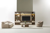 Wohnzimmer-Set Mit Sofa Sessel Couchtisch Beistelltisch Tv-Schrank