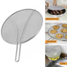Image of 13Inch Stainless Steel Fine Mesh Splatter Screen with Resting Feet Kitchen NEW