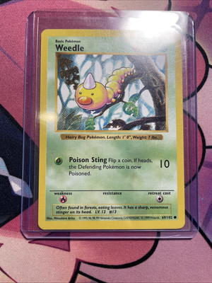 Pokemon Card Weedle Shadowless Base Set Common 69/102 Near Mint