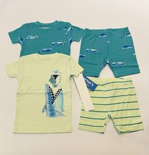Carters Baby Boy Pajamas 12 Months Shorts Shirt 4 PC Set Cute Shark Pjs New