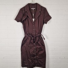 InWear Womens Brown Cannai Shirt Dress Button Down Short Belted Size 10 UK