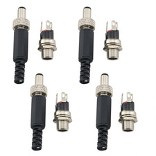 4Sets 5.5Mm X 2.5Mm Male DC Power Plug Connector with Screw Lock Female Panel So