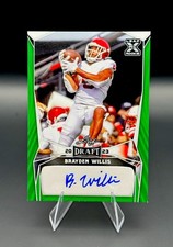 Leaf 2023 Draft Brayden Willis #BA-BW1 Green Autograph Rookie Football Card. rookie card picture
