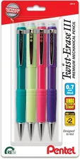 Pentel Twist-Erase III Mechanical Pencil, (0.7mm), 4 Count (Pack of 1), Black 