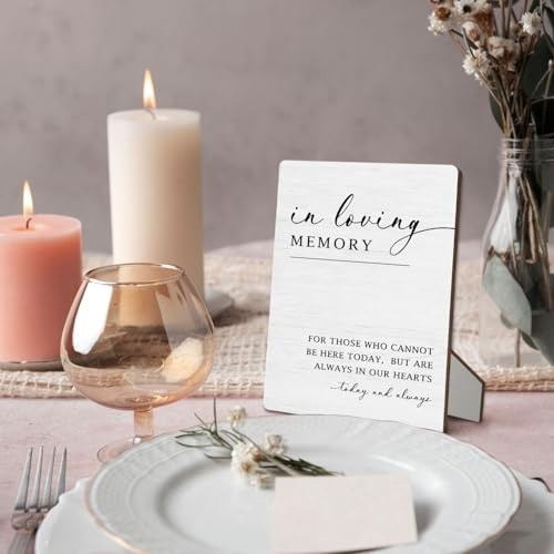 как выглядит Wedding Memorial Sign In Loving Memory Wooden Stand Sign, 5"X7" White 04 фото