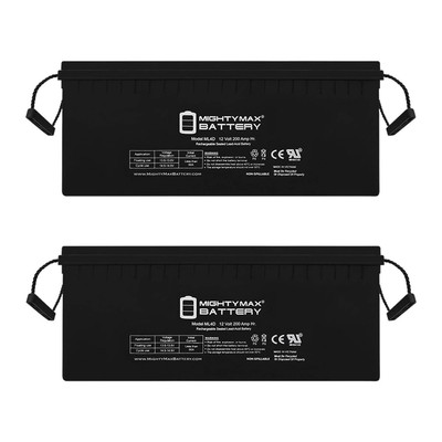 Mighty Max 12V 200Ah 4D SLA AGM Battery Replacement for Yachts - 2 Pack